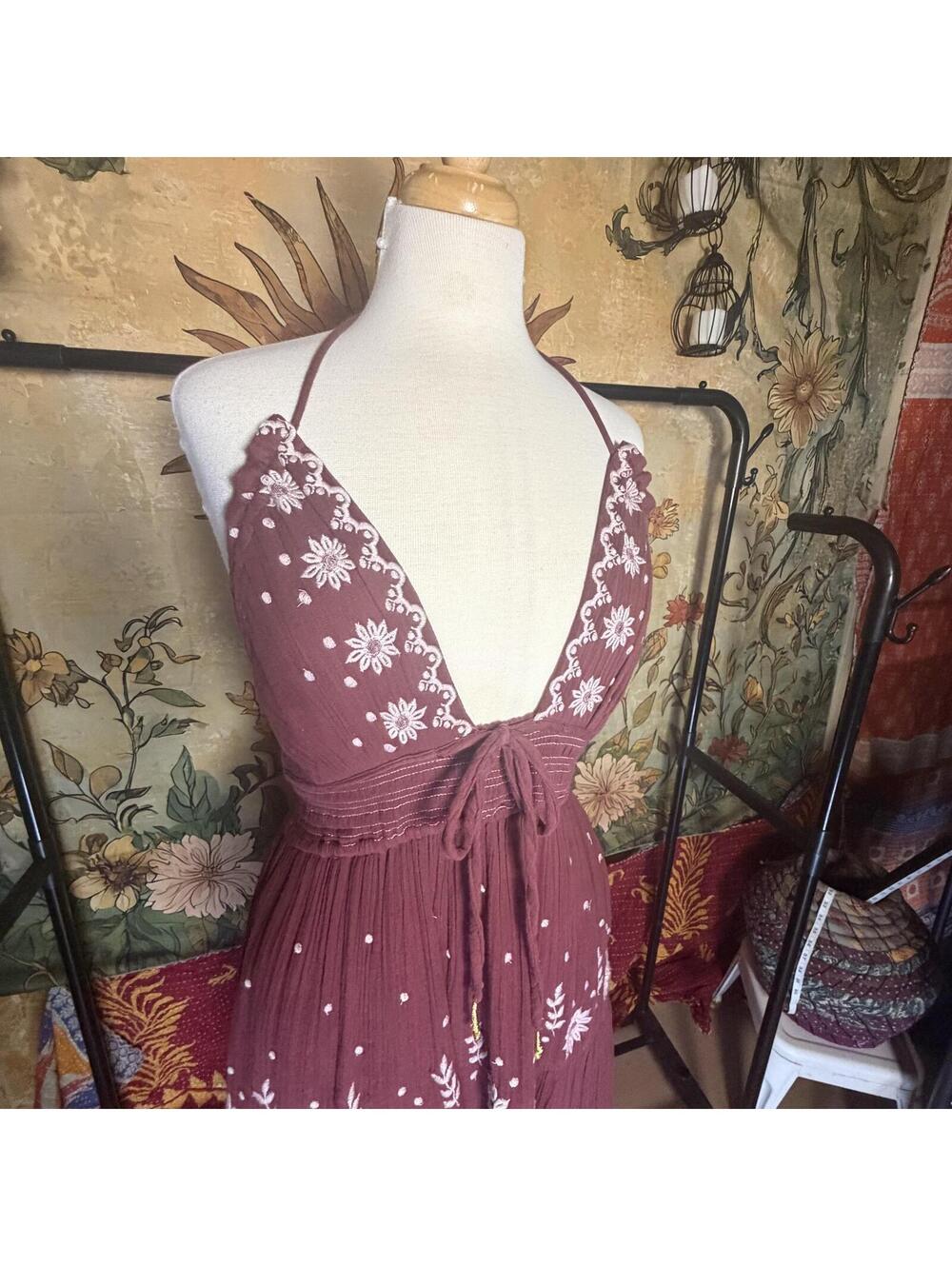 Free People Real Love Embroidered Maxi Dress size M - Picture 3 of 8